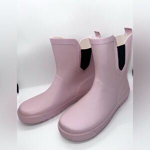 Pink Rubber Girls Rain Boots Pull On Kids Outdoor, Puddle, Garden, Muddy Shoes